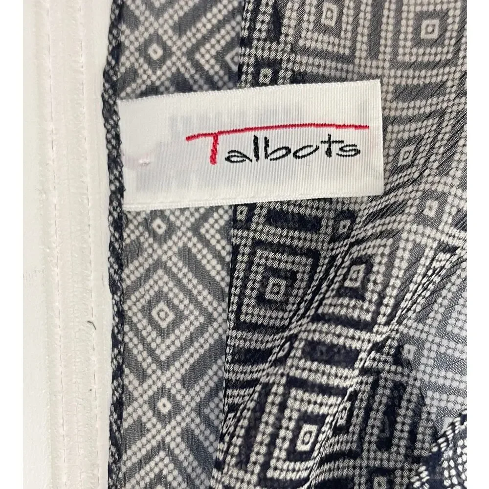 Vintage Talbots Navy Blue Geometric Squares 100% Silk Oblong‎ Scarf
